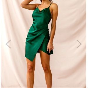 Satin Green  mini dress